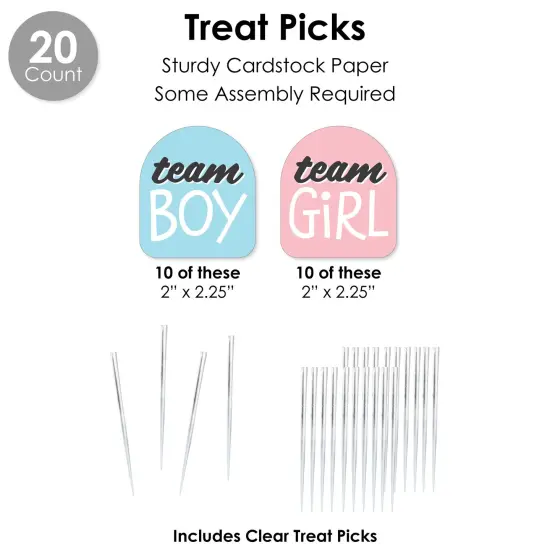 Big Dot of Happiness Baby Gender Reveal - Team Boy or Girl Party Favors and Cupcake Kit - Fabulous Favor Party Pack - 100 Pieces {7}