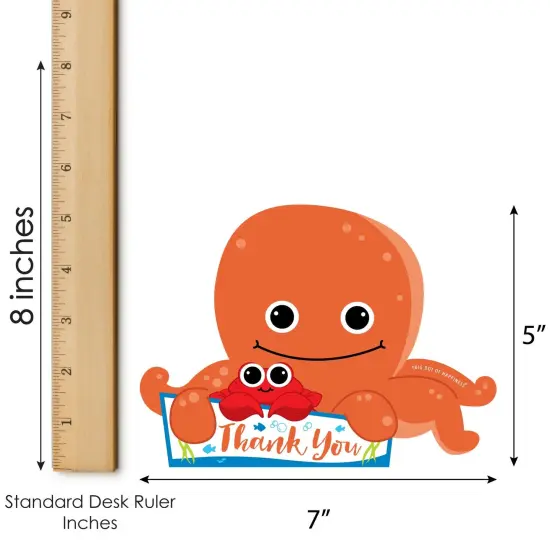 Big Dot of Happiness Under The Sea Critters - Shaped Thank You Cards - Baby Shower or Birthday Party Thank You Note Cards with Envelopes - Set of 12 {7}