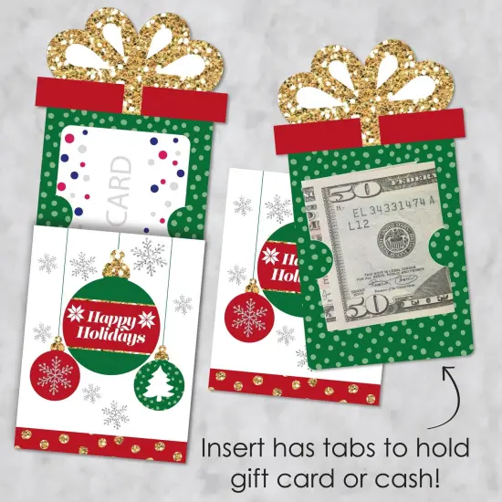 Big Dot of Happiness Ornaments - Holiday and Christmas Party Money and Gift Card Sleeves - Nifty Gifty Card Holders - 8 Ct {4}