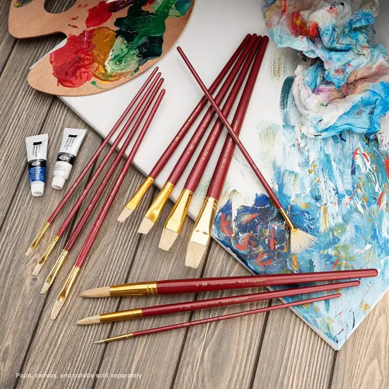 Royal&Langnickel(R) White Taklon LongHandle Value Brush Pack-Firm, 12/Pkg {4}