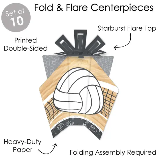 Big Dot of Happiness Bump, Set, Spike - Volleyball - Table Decorations - Baby Shower or Birthday Party Fold and Flare Centerpieces - 10 Count {4}