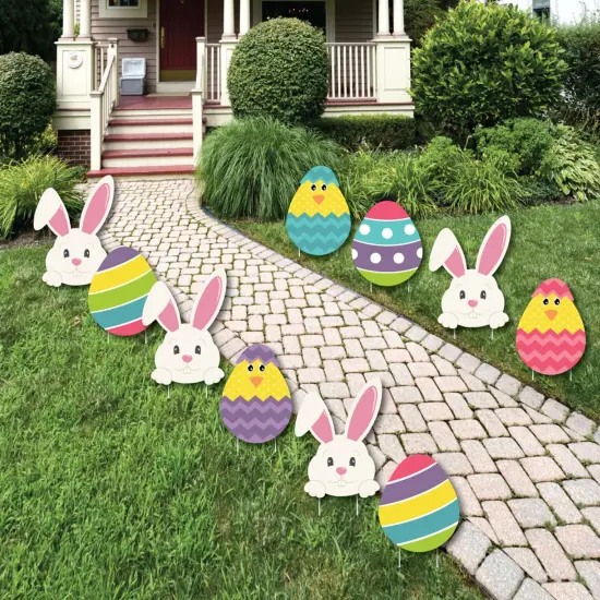 Big Dot of Happiness Hippity Hoppity - Easter Bunny & Egg Yard Decorations - Outdoor Easter Lawn Decorations - 10 Piece {1}