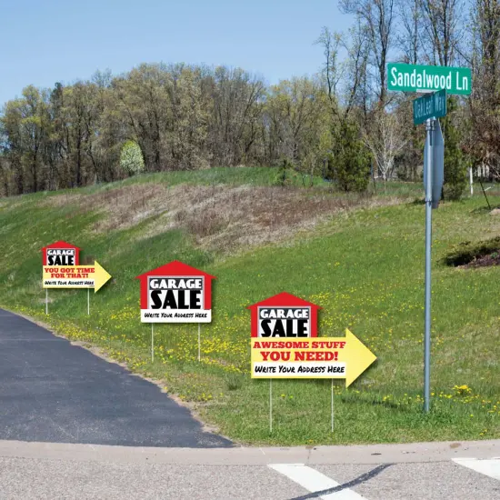 Big Dot of Happiness Garage Sale Signs - Yard Sign with Stakes - Double Sided Outdoor Lawn Sign - Set of 3 {3}