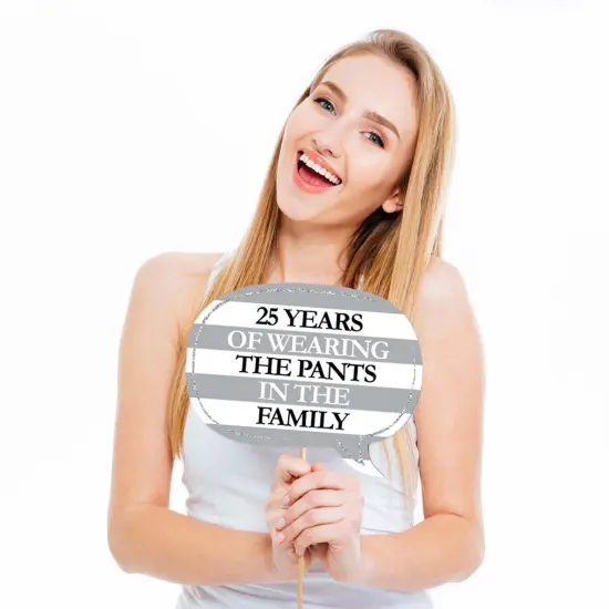 Big Dot of Happiness Funny We Still Do - 25th Wedding Anniversary - Anniversary Party Photo Booth Props Kit - 10 Piece {3}