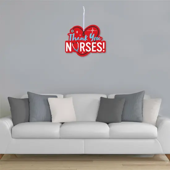 Big Dot of Happiness Thank You Nurses - Hanging Porch Nurse Appreciation Week Outdoor Decorations - Front Door Decor - 1 Piece Sign {4}