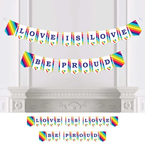 Big Dot of Happiness Love is Love - Pride - Rainbow Party Bunting Banner - Party Decorations - Love is Love Be Proud {1}