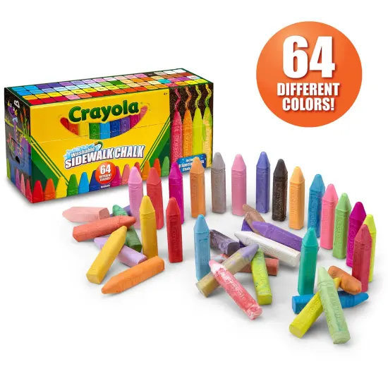 Crayola Washable Sidewalk Chalk-64 Colors Including 8 W/Special Effects {6}