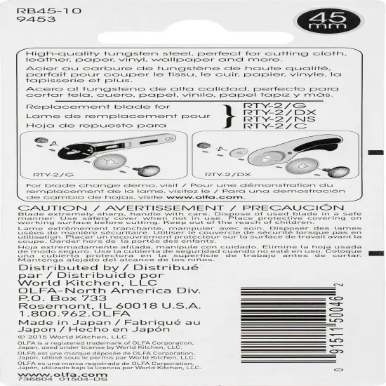 OLFA Rotary Blade 45mm 10/Pkg {3}