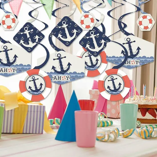 Big Dot of Happiness Ahoy - Nautical - Baby Shower or Birthday Party Hanging Decor - Party Decoration Swirls - Set of 40 {3}
