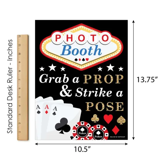 Big Dot of Happiness Las Vegas Photo Booth Sign - Casino Party Decor - Printed on Sturdy Plastic Material - 10.5 x 13.75" - Sign with Stand - 1 Piece {7}