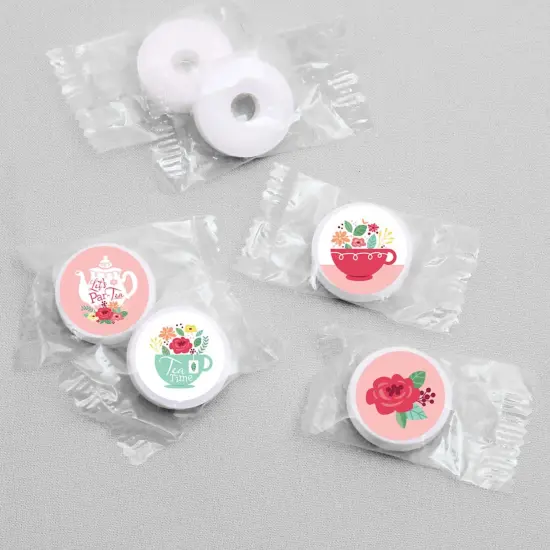Big Dot of Happiness Floral Let's Par-Tea - Garden Tea Party Round Candy Sticker Favors - Labels Fits Chocolate Candy (1 sheet of 108) {4}