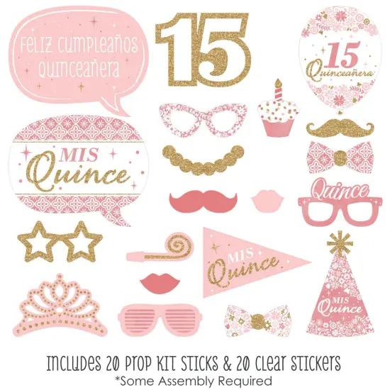 Big Dot of Happiness Mis Quince Anos - Quinceanera Sweet 15 Birthday Party Photo Booth Props Kit - 20 Count {3}