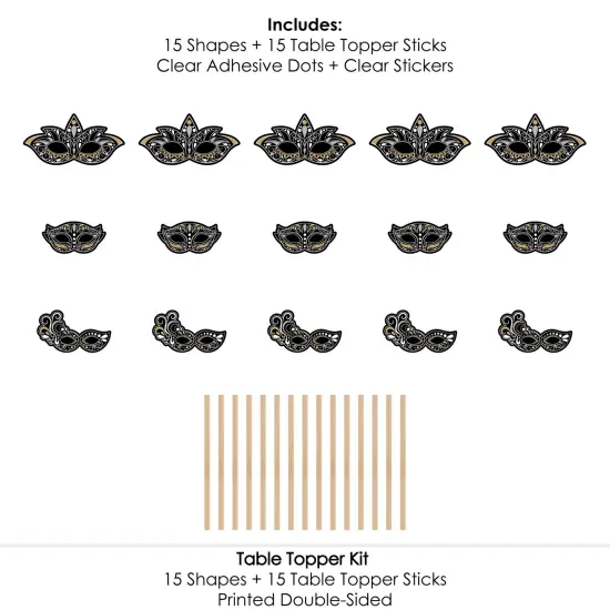 Big Dot of Happiness Masquerade - Carnival Mask Party Centerpiece Sticks - Table Toppers - Set of 15 {7}