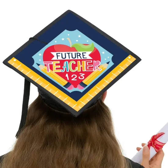 Big Dot of Happiness Teacher Grad - Education Graduation Cap Decorations Kit - Grad Cap Cover {6}