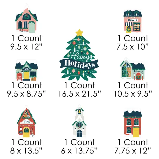 Big Dot of Happiness Christmas Village - Yard Sign and Outdoor Lawn Decorations - Holiday Winter Houses Yard Signs - Set of 8 {7}