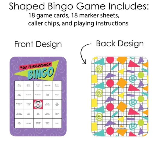Big Dot of Happiness 90's Throwback - Bar Bingo Cards and Markers - 1990s Party Bingo Game - Set of 18 {4}