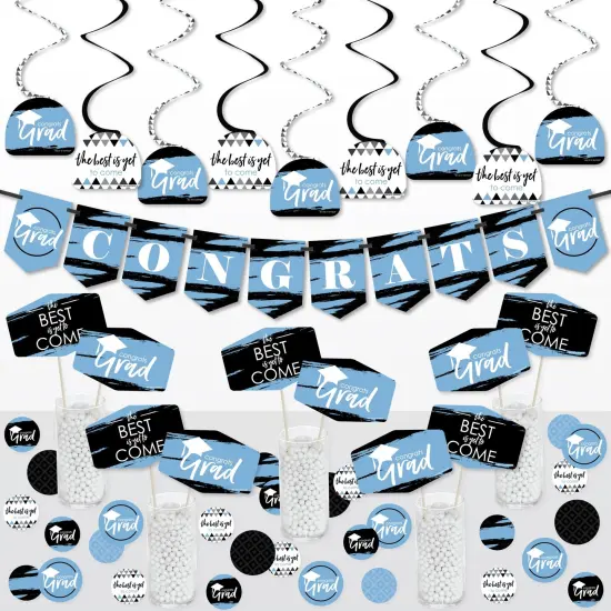 Big Dot of Happiness Light Blue Grad - Best is Yet to Come - Light Blue Graduation Party Supplies Decoration Kit - Decor Galore Party Pack - 51 Pieces {1}