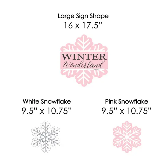 Big Dot of Happiness Pink Winter Wonderland - Yard Sign and Outdoor Lawn Decor - Holiday Snowflake Birthday Party or Baby Shower Yard Signs - Set of 8 {7}
