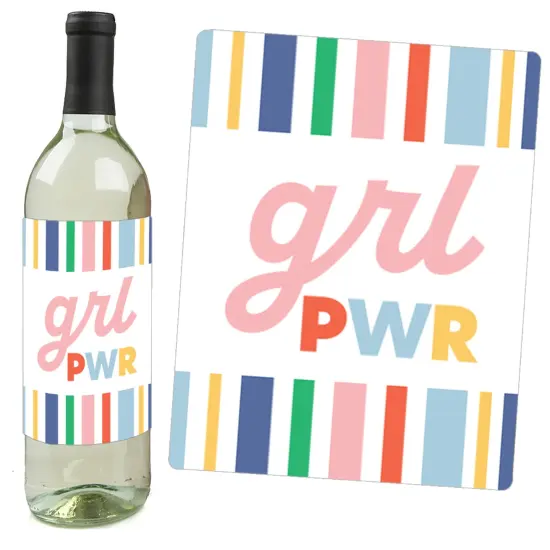 Big Dot of Happiness Women's Day - Feminist Party Decorations for Women - Wine Bottle Label Stickers - Set of 4 {3}