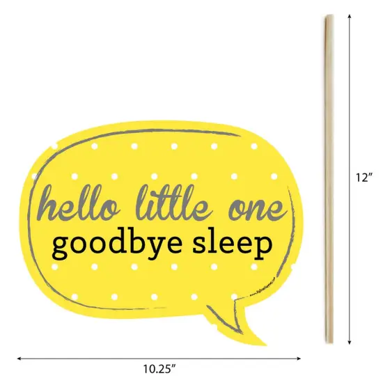 Big Dot of Happiness Funny Yellow and Gray - Hello Little One - Baby Shower Photo Booth Props Kit - 10 Piece {6}