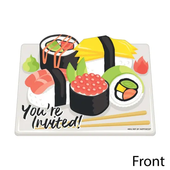 Big Dot of Happiness Let's Roll - Sushi - Shaped Fill-in Invitations - Japanese Party Invitation Cards with Envelopes - Set of 12 {3}