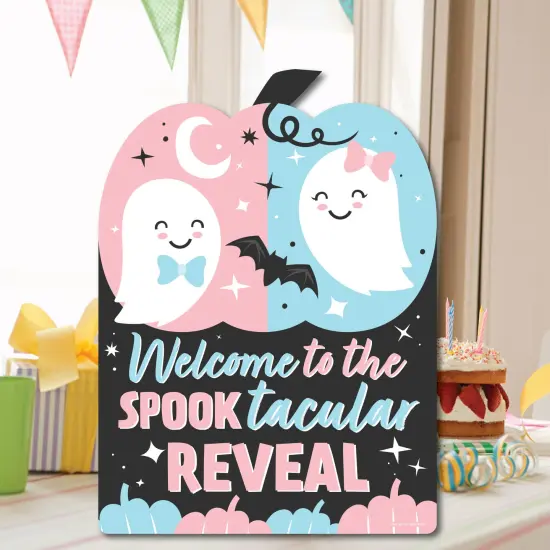 Big Dot of Happiness Boo-y or Ghoul - Party Decorations - Halloween Gender Reveal Party Welcome Yard Sign {7}