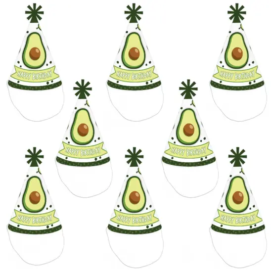 Big Dot of Happiness Hello Avocado - Cone Happy Birthday Party Hats for Kids and Adults - Set of 8 (Standard Size) {7}