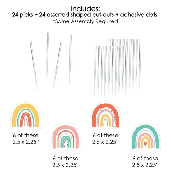 Big Dot of Happiness Hello Rainbow - Dessert Cupcake Toppers - Boho Baby Shower and Birthday Party Clear Treat Picks - Set of 24 {4}