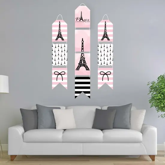Big Dot of Happiness Paris, Ooh La La - Hanging Vertical Paper Door Banners - Paris Themed Baby Shower or Birthday Party Wall Kit - Indoor Door Decor {3}