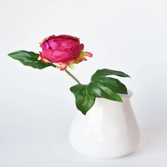 18" Faux Peony Bud Stem Fuchsia {3}
