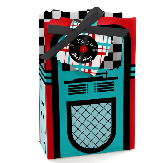 Big Dot of Happiness 50's Sock Hop - 1950s Rock N Roll Party Favor Boxes - Set of 12 {1}