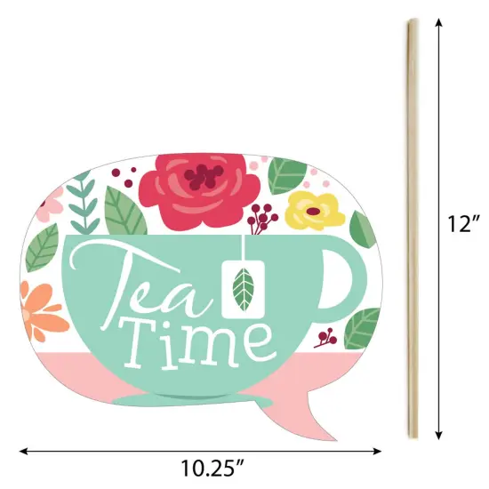 Big Dot of Happiness Floral Let's Par-Tea - Garden Tea Party Photo Booth Props Kit - 20 Count {7}
