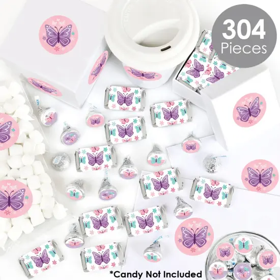 Big Dot of Happiness Beautiful Butterfly - Floral Baby Shower or Birthday Party Candy Favor Sticker Kit - 304 Pieces {3}