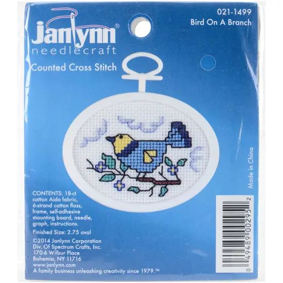 Janlynn Mini Counted Cross Stitch Kit 2.75" Oval-Bluebird {1}