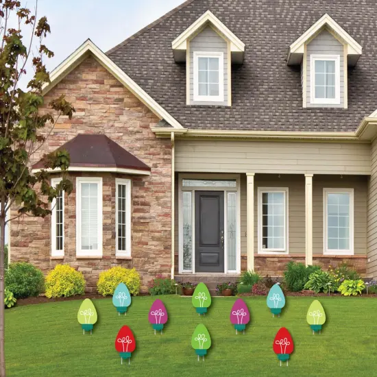 Big Dot of Happiness Christmas Light Bulbs - Lawn Decorations - Outdoor Holiday Party Yard Decorations - 10 Piece {3}