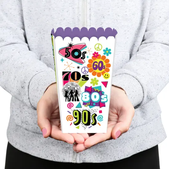 Big Dot of Happiness Through the Decades - 50s, 60s, 70s, 80s, and 90s Party Favor Popcorn Treat Boxes - Set of 12 {6}
