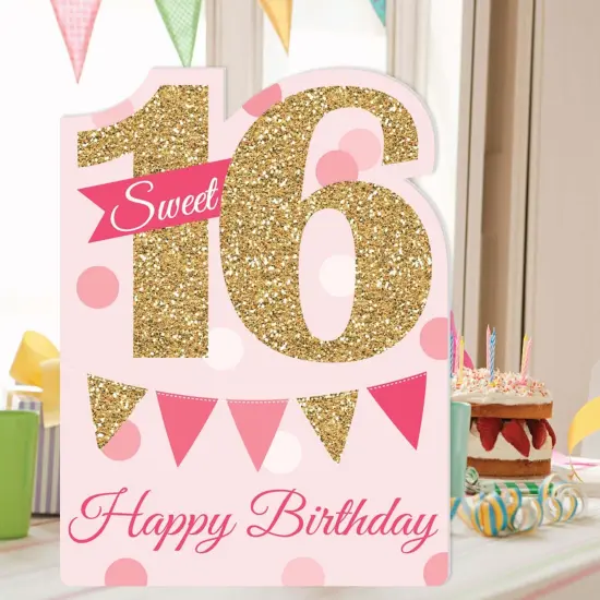 Big Dot of Happiness Sweet 16 - Happy 16th Birthday Giant Greeting Card - Big Shaped Jumborific Card {3}