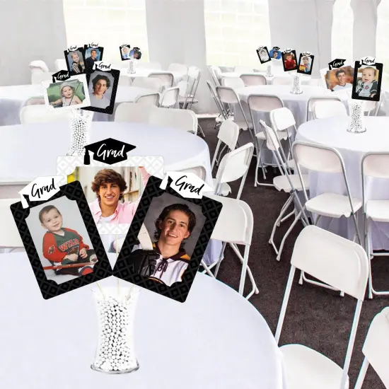 Big Dot of Happiness Black and White Grad - Best is Yet to Come - Graduation Party Picture Centerpiece Sticks - Photo Table Toppers - 15 Pieces {4}