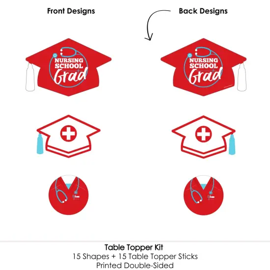 Big Dot of Happiness Nurse Graduation - Medical Nursing Graduation Party Centerpiece Sticks - Table Toppers - Set of 15 {6}