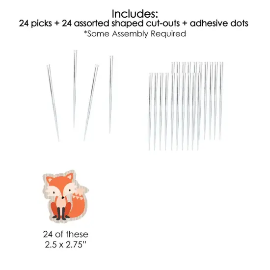 Big Dot of Happiness Fox - Dessert Cupcake Toppers - Baby Shower or Birthday Party Clear Treat Picks - Set of 24 {7}