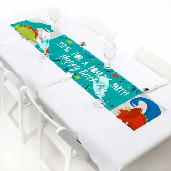 Big Dot of Happiness Roar Dinosaur - Dino Mite T-Rex Happy Birthday Decorations Party Banner {7}