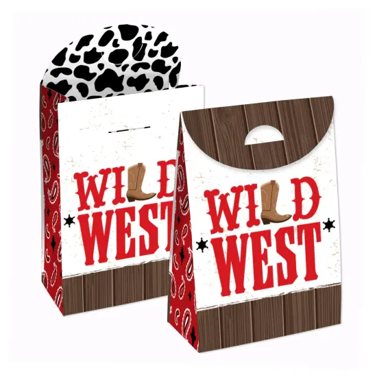 Big Dot of Happiness Western Hoedown - Wild West Cowboy Gift Favor Bags - Party Goodie Boxes - Set of 12 {1}
