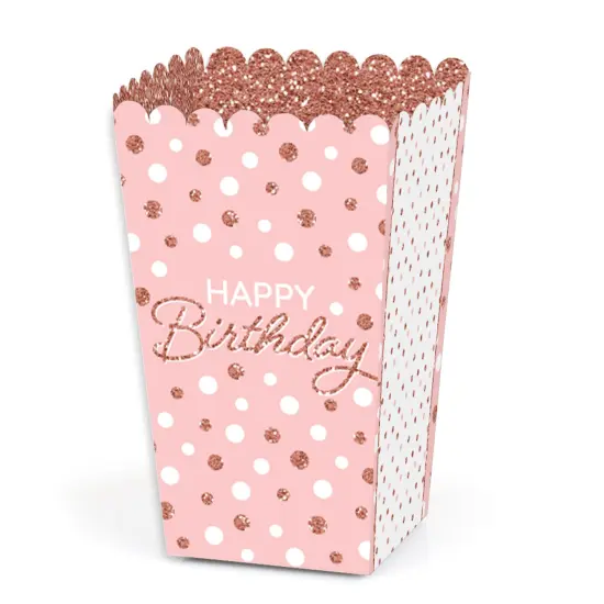 Big Dot of Happiness Pink Rose Gold Birthday - Happy Birthday Party Favor Popcorn Treat Boxes - Set of 12 {1}