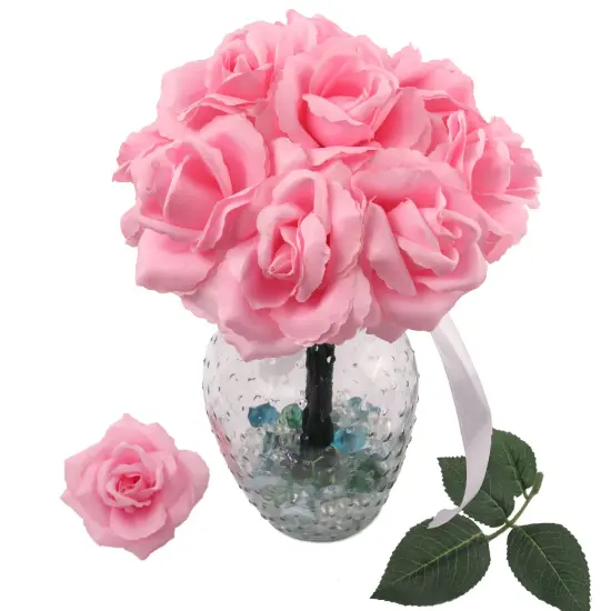 100-Pack: Pretty Pink Silk Rose Picks, 8" Stems, 3" Wide, Floral Home by Artificial Flowers {2}