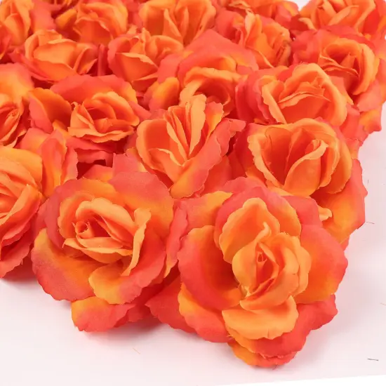 100-Pack: Orange Silk Rose Picks, 8" Stems, 3" Wide by Floral Home&reg; {1}