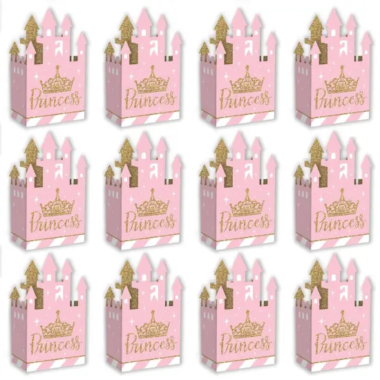 Big Dot of Happiness Little Princess Crown - Pink and Gold Princess Baby Shower or Birthday Party Favor Gift Boxes - Castle Boxes - Set of 12 {6}