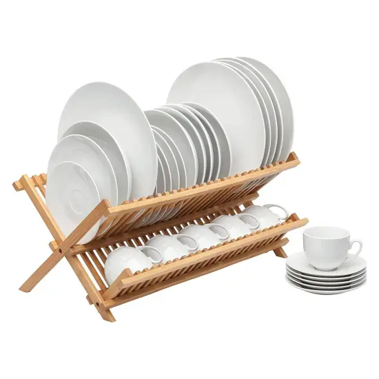 Helen&rsquo;s Asian Kitchen Natural Bamboo Dish Drying Rack Foldable {4}