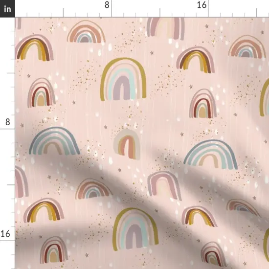 Various Fabrics by the Yard or Fat Quarter Rainbow Boho Stars Blush Pink Custom Printed Fabric by Spoonflower {2}