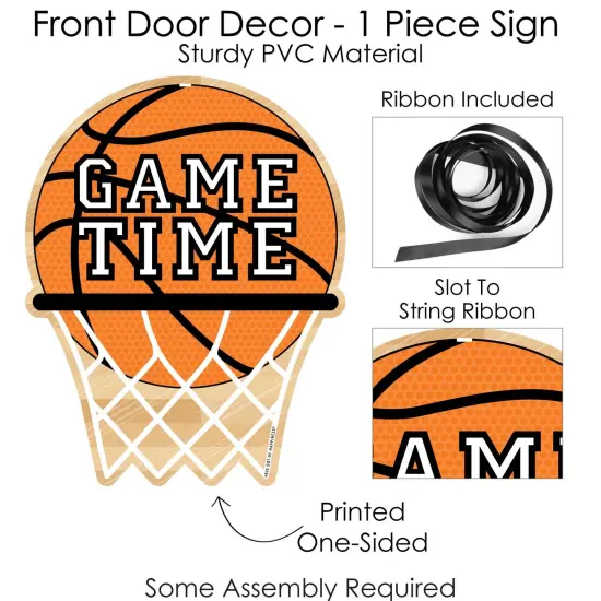 Big Dot of Happiness Nothin' But Net - Basketball - Hanging Porch Baby Shower or Birthday Party Outdoor Decorations - Front Door Decor - 1 Piece Sign {6}