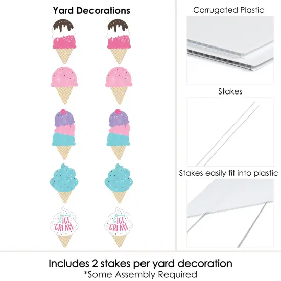 Big Dot of Happiness Scoop Up the Fun - Ice Cream Cone - Lawn Decorations - Outdoor Sprinkles Party Yard Decorations - 10 Piece {7}